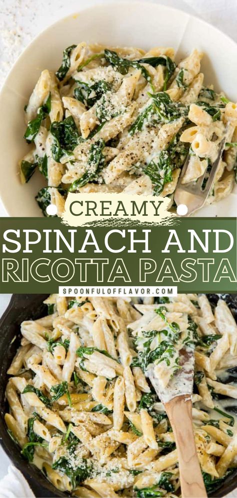 Spinach and Ricotta Pasta Spinach And Ricotta Pasta, Ricotta Pasta Recipes, Spinach Ricotta Pasta, Spinach Pasta Recipes, Spinach And Ricotta, Ricotta Recipes, Tortellini Salad, Ricotta Pasta, Easter Food