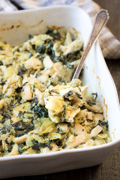 Creamy Chicken Spinach Artichoke Dip {Paleo, Whole30, Dairy-Free} | The Paleo Running Momma Chicken Spinach Artichoke, Creamy Chicken Spinach, Hot Spinach Artichoke Dip, Healthy Spinach Artichoke Dip, Chicken Artichoke, Paleo Running Momma, Potato Toast, Can Chicken Recipes, Spinach Artichoke Chicken