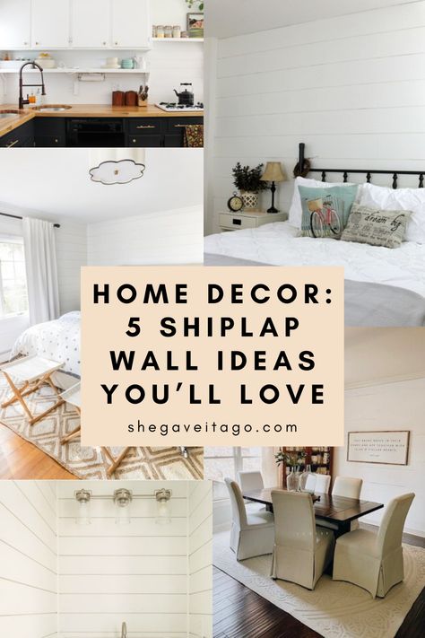 5 Shiplap Wall Ideas featured by top AL home decor blogger, She Gave It A Go Shiplap Wall Ideas, Installing Shiplap, Shiplap Wall Diy, Shiplap Walls, Driven By Decor, Bathroom Accent Wall, Shiplap Wall, Diy Shiplap, Faux Shiplap