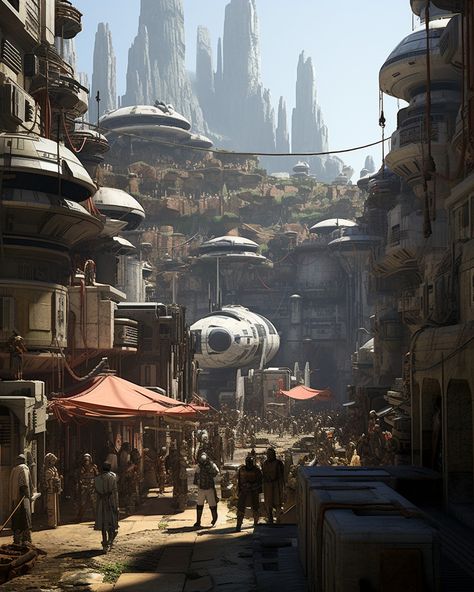 Star Wars Locations Concept Art, Story Settings, Sci Fi Games, Ruined City, Sci Fi City, Sci Fi Environment, Star Wars Rpg, Cyberpunk Aesthetic, Star Wars Wallpaper