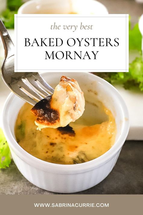 Oysters Mornay (Baked Oysters With Cheese) - Appetizers Oysters Mornay, Swiss Cheese Sauce, Baked Oyster Recipes, Seafood Main Course, Oyster Bake, Broiled Oysters, Baked Oysters, Mornay Sauce, Seafood Bake