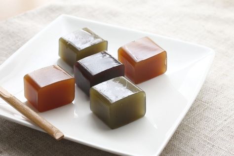 Mizu Yokan, a Japanese Wagashi Red Bean Jelly Dessert Mizu Yokan, Salmon Photography, Dessert Japanese, Tempura Sushi, Asian Treats, Desserts Cheesecake, Jelly Fruit, Fruit Carvings, Japanese Dessert Recipes