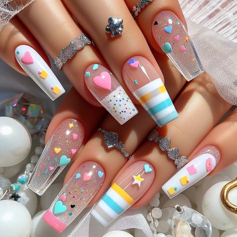 Transparent Nail Art Design, Kawaii Summer Nails, Promo Codes 2023, Kawaii Summer, Disney Acrylic Nails, Chic Nail Designs, Elegant Nail, Super Cute Nails, Elegant Nail Art