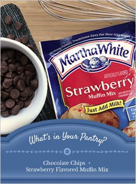 Recipes - Martha White Martha White Recipes, Martha White Muffin Mix Hacks, Martha White Muffin Mix, Muffin Mix Recipe, White Recipes, White Chocolate Muffins, Martha White, Chocolate Chip Cookie Cake, Strawberry Muffins