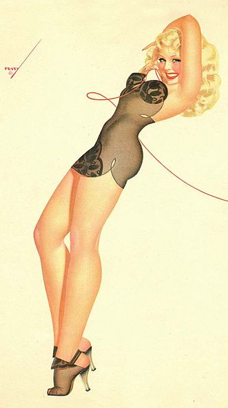 Illustration by By George Petty, August 1947, Esquire Calendar. #PinUp Burlesque Drawing, Vintage Pin Up Art, George Petty, Up Illustration, 50s Pin Up, Petty Girl, Pin Up Illustration, Vintage Pin Ups, Pin Up Girl Vintage