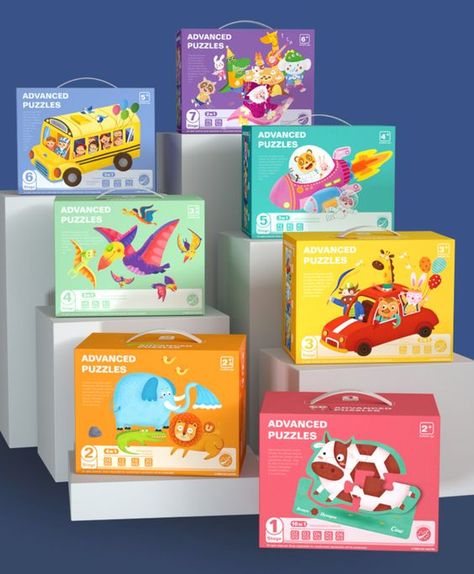 Kids Package Design, Kids Packaging, Kids Package, Creative Wrapping, Kids Cafe, Kids Watch, Toy Packaging, Jigsaw Puzzles For Kids, Cosmetic Packaging Design