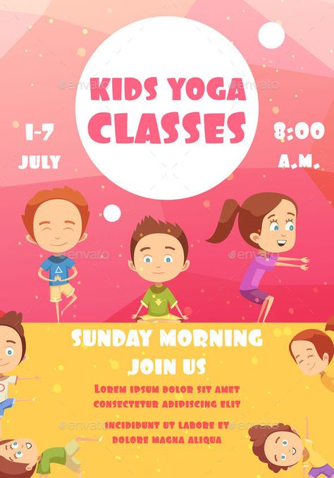 Yoga Classes Advertisement, Yoga Classes Poster, Gymnastics Classes For Kids, Classes Poster, Yoga Poster Design, Kids Yoga Classes, Postnatal Yoga, Class Poster, Yoga Poster