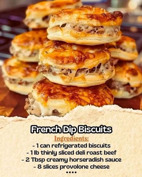 Paula Deen Recipes 🥘🍝 | French Dip Biscuits 🥪 | Facebook French Dip Biscuits Recipe, French Dip Biscuits, Manly Meals, Recipes French, Cheese Biscuit, Paula Deen Recipes, Celebrity Recipes, Easy Crockpot Dinners, Crockpot Dinners