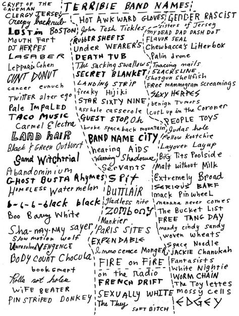 Band Ideas Music, Cool Stage Names, Grunge Band Name Ideas, Band Name Ideas Rock, Music Band Names Ideas, Guitar Names Ideas, Goth Name Ideas, Punk Username Ideas, Starting A Band Aesthetic