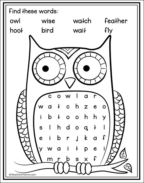 Owl At Home Book Activities, Owl Science Activities For Kids, Owl Projects For Kids, Owl Activity For Kids, Owl Art Projects For Kids, Easy Word Search For Kids, Owl Facts For Kids, Owl Crafts For Kids, Owls Kindergarten