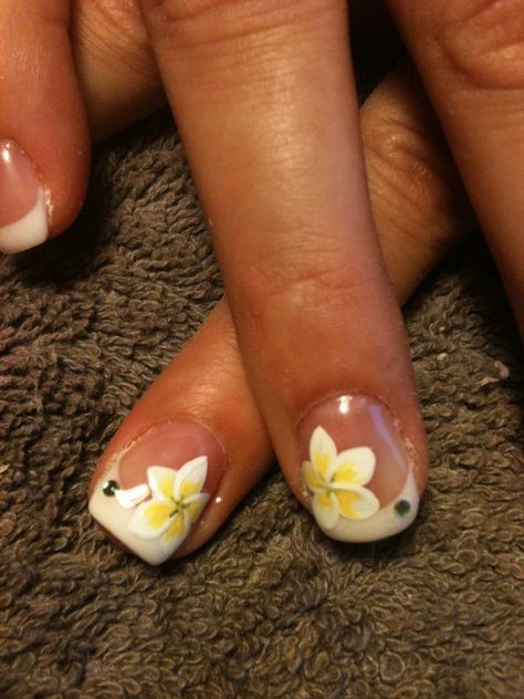 TAHITI Nail Art Hibiscus Flower, Tahiti Nails, Plumeria Nail Art, Frangipani Nail Art, Frangipani Nails, Papeete Tahiti, Papeete Tahiti French Polynesia, Milk And Honey, Cute Nail Designs