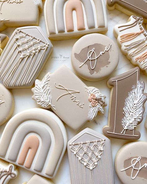 Boho Sugar Cookies, Boho Cookies, Flood Cookies, Cookie Recipes Decorating, First Birthday Cookies, Flooding Cookies, Baby Shower Sweets, Royal Icing Sugar, Decorative Cookies