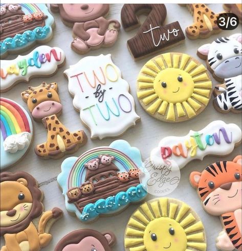 Noah's Ark Decorated Cookies, Noah’s Ark Cookies, Noah’s Ark Baby Shower Theme Ideas, Noah’s Ark Balloon Arch, Noah’s Ark Themed Snacks, Noah’s Ark Themed Cookies, Noah’s Ark Party Favors, Noahs Ark Baby Shower, Holiday Cookies Christmas