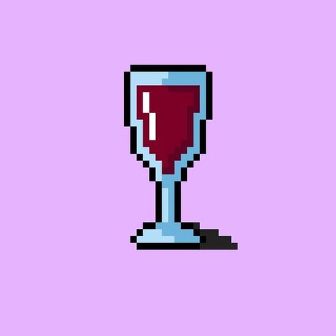 Wine Pixel Art, Drawing Reference, Premium Vector, Pixel Art, Art Style, Graphic Resources, Wine Glass, Wine, Beads