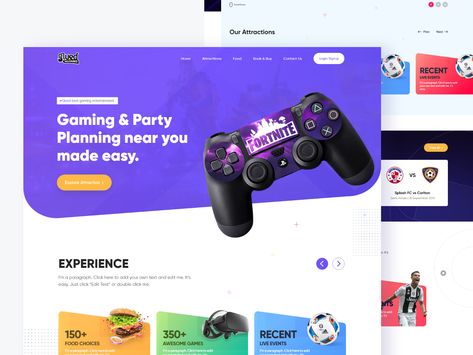 Gaming Hub - Landing Page by Shashank Kaushik Game Studio Website, Gaming Landing Page, Gaming Website Design, Game Landing Page, Gaming Ads, Webpage Layout, Game Website, Game Ads, Gaming Website