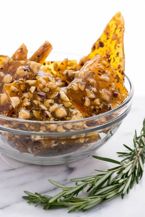 Recipe: Hazelnut-Rosemary Brittle | Kitchn Hazelnut Brittle, Hazelnut Recipes, Dreamy Desserts, Gift Homemade, Recipes Savory, Brittle Recipes, Easy Sweets, Homemade Dessert, Sweet Ideas