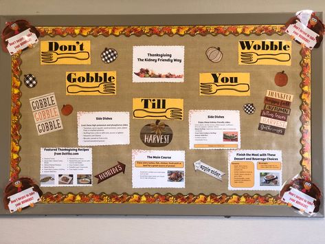 Dietetics Student, Nutrition Bulletin Boards, Holiday Bulletin Boards, Thanksgiving Bulletin Boards, Work Bulletin Boards, Autumn Side Dishes, Renal Diet, Infection Control, Kidney Friendly