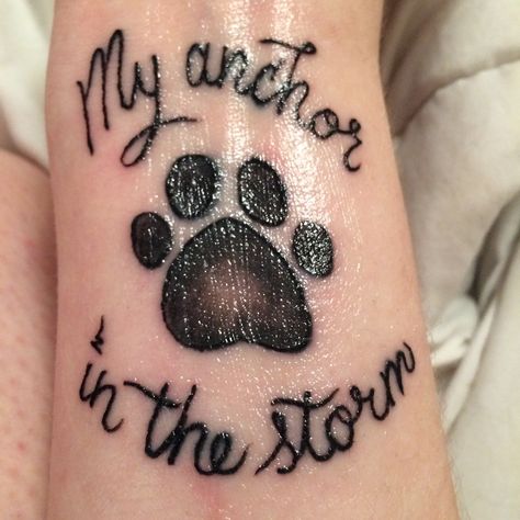 My first tattoo! Inspired by my service dog, Pepper Potts, who has completely changed my life. Service Dog Tattoo Ideas, Service Dog Tattoo, Dog Quote Tattoo Ideas, Pawprint Tattoo, Small Quotes, Dog Tattoo, Dog Tattoos, First Tattoo, Dog Quotes