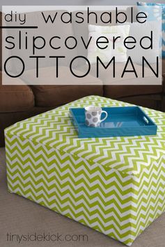 Diy Ottoman, Ottoman Slipcover, Ottoman Cover, Costura Diy, Diy Sewing Pattern, Creative Home Decor, Décor Diy, Easy Sewing Projects, Diy Storage