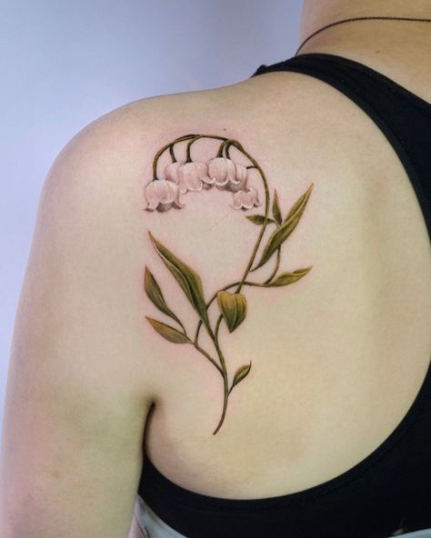 Lily Of The Valley Heart Tattoo, Lily Of The Valley Tattoo Color, Lily Of The Valley Flower Tattoo, Mama Tattoos, Lily Of The Valley Tattoo, Olive Tattoo, Valley Tattoo, Lillies Tattoo, Earthy Tattoos