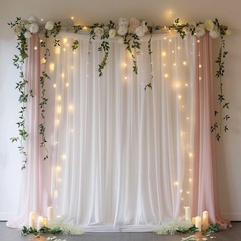 🌟 Create a cozy corner in your living room with our tulle backdrop and light string for a comfortable retreat. #CozyCorner #LivingRoomDecor Sheer Backdrop, Tulle Backdrop, Backdrop Curtains, Light String, White Backdrop, Cozy Corner, Celebration Party, String Lights, 4 Inch