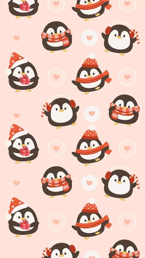 Cute Christmas Backgrounds, Penguin Wallpaper, Christmas Wallpaper Iphone Cute, Kawaii Wallpapers, 달력 디자인, Christmas Wallpaper Backgrounds, Xmas Wallpaper, Christmas Phone Wallpaper, Cute Christmas Wallpaper