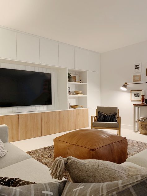 Living Room Tv Wall Design, Room Tv Wall Design, Rumpus Room, Built In Shelves Living Room, Living Room Wall Units, Living Room Built Ins, Modern Tv Wall, Ikea Living Room, Living Room Tv Unit Designs