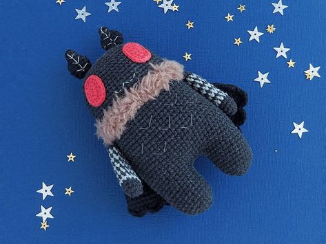 Crochet Mothman Free Pattern, Cryptid Plush, Crochet Cryptid, Cryptid Crochet, Crochet Mothman, Mothman Crochet, Pokemon Crochet, Pokemon Crochet Pattern, Yarn Craft