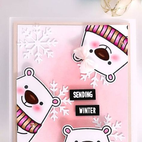 Sunny Studio Stamps on Instagram Christmas Card Background, Pet Christmas Cards, Studio Cards, Sunnies Studios, Winter Cards, Winter Theme, So Excited, Card Design, Bears