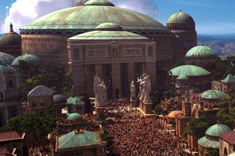 The Naboo County Civic Center, Frank Lloyd Wright design, Marin County Civic Center Marin County Civic Center, Star Wars Planets, Star Wars Concept Art, The Phantom Menace, Marin County, Civic Center, Fantasy City, Fantasy Places, Fantasy Art Landscapes