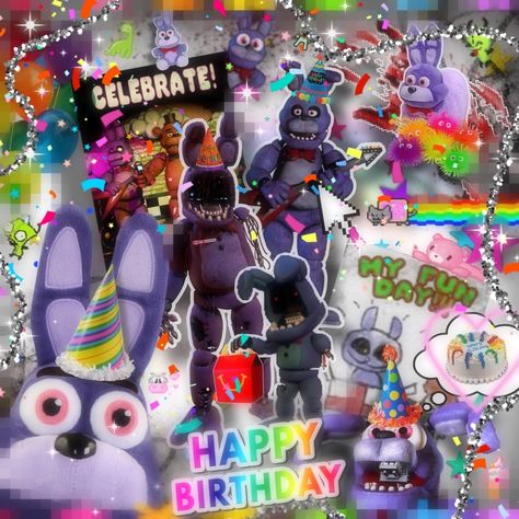 Fnaf Birthday Fanart, Fnaf Aethstetic, Fnaf Happy Birthday, Pfp Cutecore, Fire Pfps, Bonnie Bunny, Fnaf Pfp, Bonnie Fnaf, Silly Games