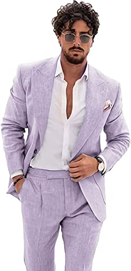 Amazon.com: Wangyue Men's 2-Piece Linen Suit Casual Slim Fit Vintage Suits Groomsmen Tuxedos Wedding Summer Beach Blazer Pants Set : Clothing, Shoes & Jewelry Seersucker Wedding, Suits Groomsmen, Tuxedos Wedding, Blazer Pants Set, Suit For Men Wedding, Linen Suits For Men, Summer Wedding Suits, Best Designer Suits, Summer Suits Men