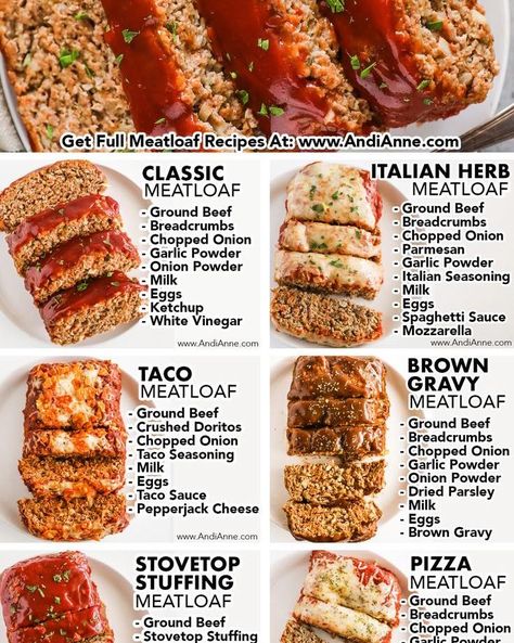 Recipe!! Here’s some meatloaf ideas!! You could even use turkey or chicken instead of beef! #MeatLoaf Best Turkey Meatloaf Recipes, Cheesecake Factory Meatloaf, Thanksgiving Meatloaf, Meatloaf Soup, Meatloaf Ideas, Sausage Meatloaf, Ground Turkey Meatloaf, Turkey Meatloaf Recipe, Sunday Meals