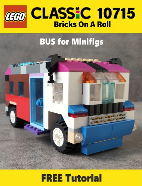 Easy video instruction on how to make bus for figs from bricks of the LEGO classic set series 10715 Bricks On A Roll. In my Lego tutorial, you can build a bus with five seats. Lego Bus, Lego Storage Organization, Diy Fidget Toys, Lego Storage, Easy Video, Lego Ideas, Lego Brick, Instructional Video, Fidget Toys