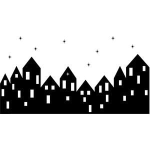 Christmas Village Silhouette, Town Silhouette, Village Silhouette, Modern Village, Nativity Silhouette, House Silhouette, Decoration Vitrine, Christmas Window Decorations, Silhouette Painting