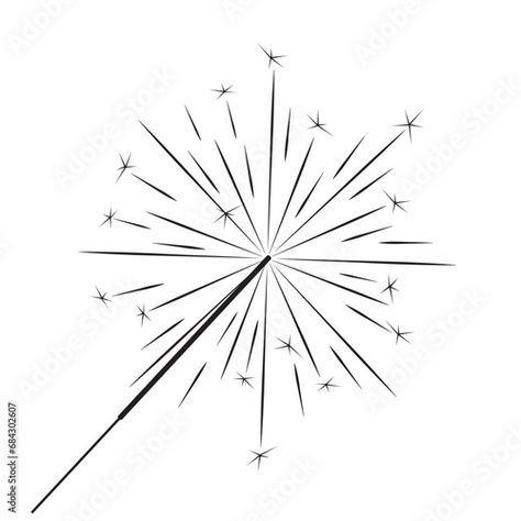 Stock Image: party sparkler vector illustration, black shape on white background Sparkler Drawing, Nursing Home Crafts, Party Sparklers, Sticker Ideas, Nursing, Art Journal, Home Crafts, Art Projects, White Background