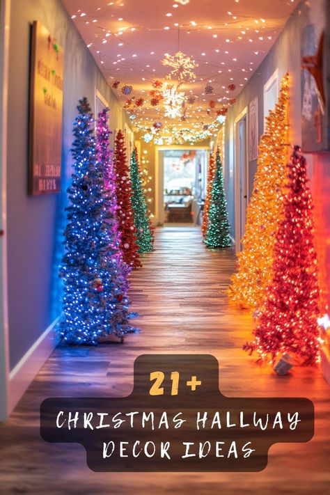 Make your hallway shine this Christmas with these 21 festive decor ideas! From charming garlands to twinkling fairy lights, turn your entryway into a joyful holiday space. Tap to explore all the design inspiration 🎄✨. #ChristmasDecorating #HallwayStyle #HolidayDecorIdeas Christmas Hallway Decor, Hallway Christmas Decor, Hallway Decor Ideas, Hallway Christmas, Festive Decor Ideas, Stylish Living Room Ideas, Christmas Hallway, Cozy Scandinavian, Stylish Living Room