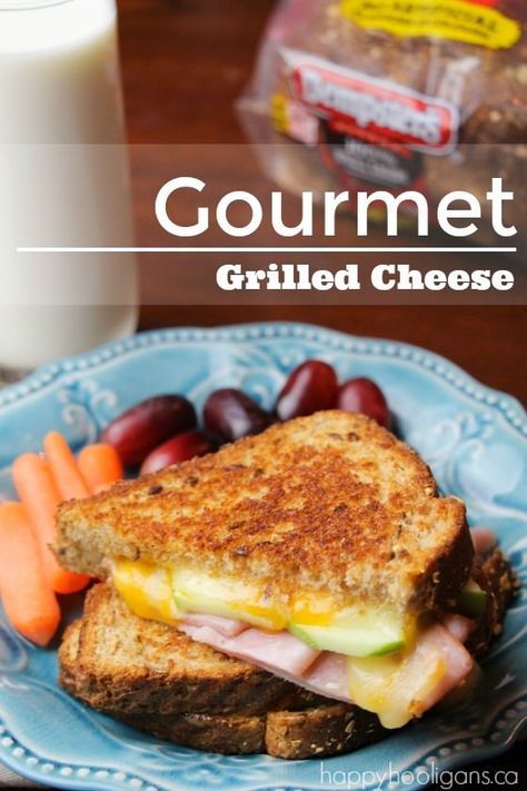 Apple Sandwich, Grilled Ham And Cheese, Gourmet Grilled Cheese, Happy Hooligans, Grilled Ham, Gourmet Sandwiches, Grain Bread, Deli Ham, Whole Grain Bread