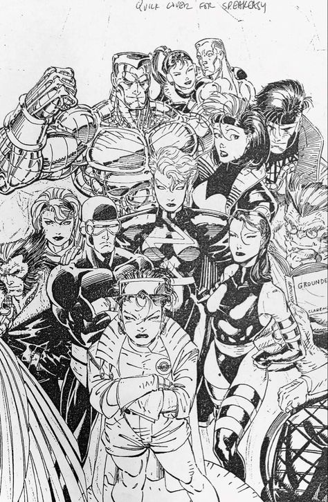 Comic Lineart, 90s Comics, Jim Lee Art, Marvel Character Design, Cartoon Tattoo, Xmen Comics, Comic Book Drawing, Black And White Comics, Jim Lee