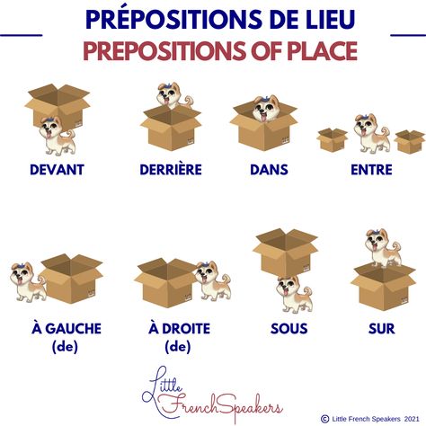 French Preschool Activities, Preposition Of Place, French Prepositions, French Classes, Spot Books, French Course, French Worksheets, Learning A Second Language, Art Eras