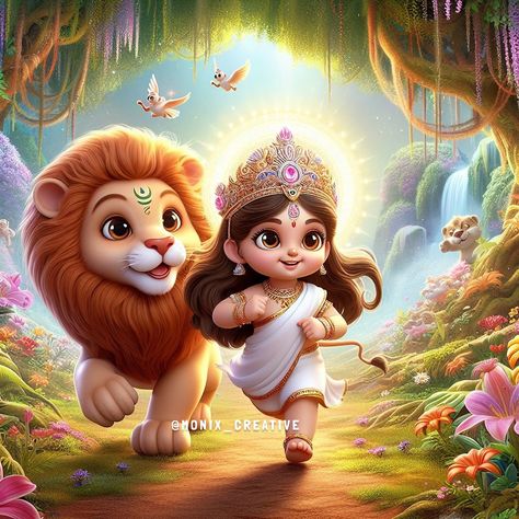 Ma #ma #lion #trendingreels #love #lord #durga #insta #durgapuja #monix Little Durga Maa, Ma Ambe, Durga Photo, Ambe Maa, Lord Durga, Ma Durga, Durga Ji, Radha Painting, Cute Cartoon Images