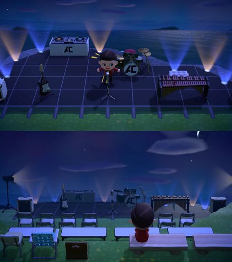 Acnh Concert Stage, Animal Crossing Qr Codes, Concert Stage Design, Concert Stage, Bakery Cafe, Animal Crossing Qr, Designs Patterns, Stage Design, Animal Crossing