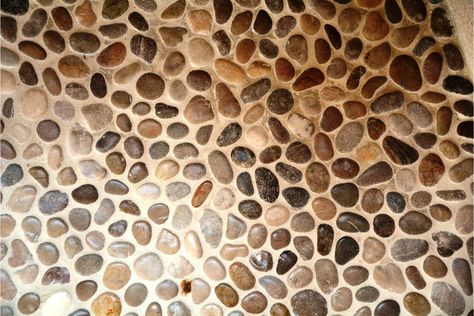 The Pros And Cons Of Pebble Shower Floors 1 Rock Bathroom Ideas, River Rock Floor, Stone Shower Floor, River Rock Shower, Stone Floor Bathroom, Pebble Tile Shower, Pebble Stone Flooring, Pebble Shower, Pebble Shower Floor