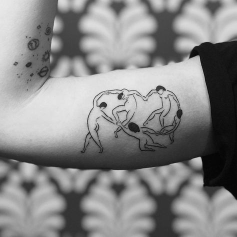 The Dance Tattoo, Matisse Tattoo, N Tattoo, Dance Tattoo, Funky Tattoos, Special Tattoos, Small Girl Tattoos, Doodle Tattoo, Matching Tattoo