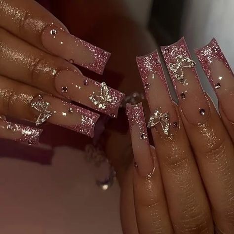 Color Tone: Mixed Color System Nail Shape: Square Shape Nail Length: Long Nail Pattern: Animal,Glitter Nail Finishes: Matte Nails Pinkish, Glitter French Tip, Quince Nails, Hoco Nails, Quinceanera Nails, Glitter French Tips, French Tip Press On Nails, Square Nail Designs, Long Nail Designs