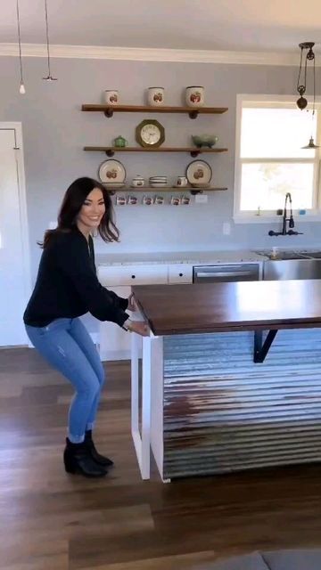 Expandable Kitchen Island Table, Expandable Kitchen Island, Study Table, Space Saving Furniture, Easy Woodworking Projects, Home Decor Kitchen, 인테리어 디자인, Kitchen Renovation, Modern Kitchen Design