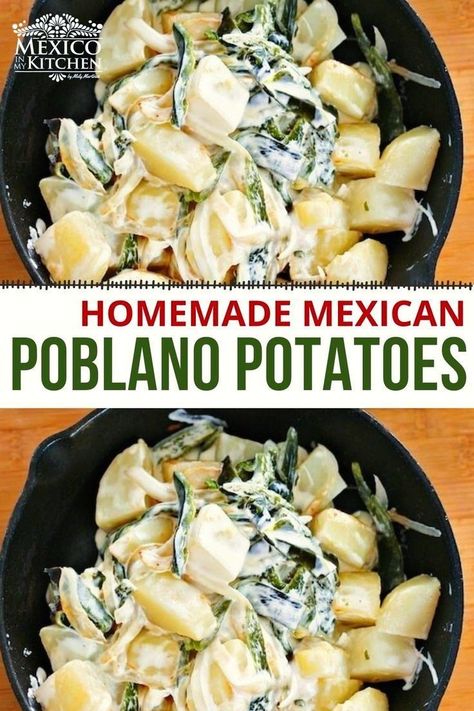 Poblano Peppers Recipes, Meatless Meal, Homemade Mexican, No Meat, Mexican Dinner, Stuffed Poblano Peppers, Just Saying, Authentic Mexican, Potatoes Recipe