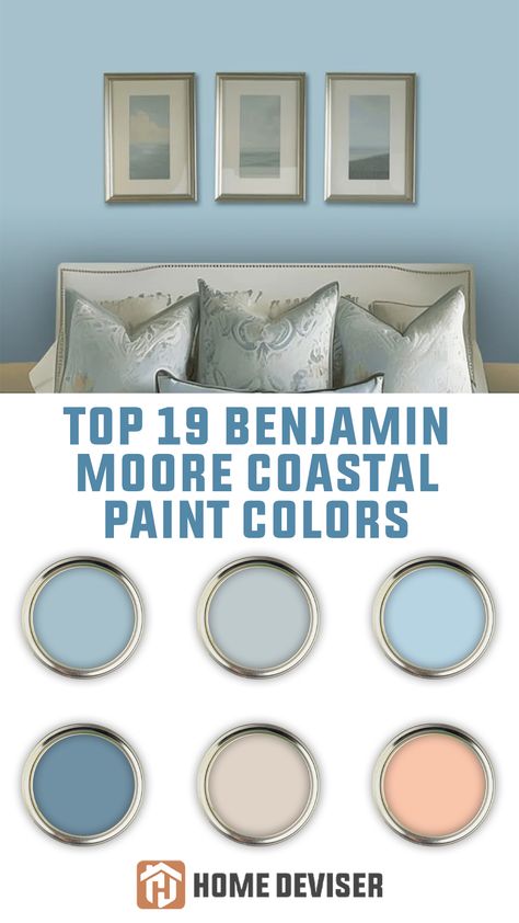 Top 19 Benjamin Moore Coastal Paint Colors for a Beach House Look Sky Blue Paint Colors For Bedroom Benjamin Moore, Newburyport Blue Benjamin Moore Bedroom, Stratford Blue Benjamin Moore, Benjamin Moore Sea View, Soft Teal Paint Color, Coastal Blue Color Palette, Benjamin Moore Light Blue Paint Colors, Benjamin Moore Coastal Paint Colors, Sw Coastal Paint Colors