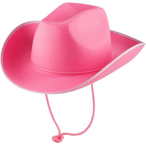 PRICES MAY VARY. Felt Adjustable closure PINK FELT COWGIRL HAT: Order includes One Pink Felt Cowgirl Hat with adjustable white neck-string. This pink cowgirl hat features a wide turn up style brim and white piping trim for a stylish western look. You'll be sure to round up a ton of compliments with this pink cowgirl hat! ONE SIZE FITS MOST: A great hat for dress up or wear out this felt cowboy hat fits most older kids, teens, and adults. The inside size is 22" in circumference. Inside dimensions Space Cowboy Costume, Traje Cowgirl, Pink Cowgirl Hat, Felt Cowboy Hat, Cute Cowgirl Outfits, Pink Cowboy Hat, Pink Cowboy, Cowboy Costume, Felt Cowboy Hats