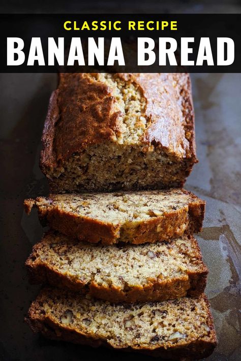 Banana Recipes Gluten Free, Old Fashioned Banana Bread, Eggless Banana Bread, Baking Banana Bread, Banana Bread Recipe Easy Moist, Classic Banana Bread Recipe, Baking Banana, Desserts Gluten Free, Classic Banana Bread